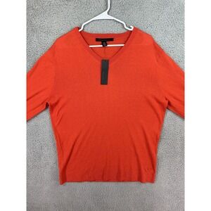 Kenneth Cole Sweater Mens Large V Neck Silk Blend Pullover Lightweight Harissa